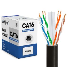 1000ft Cat 6 Riser Ethernet Cable Black | Unshielded | CMR, 23AWG, UTP