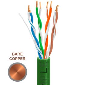 Cat5e 1000ft Riser Ethernet Cable Green | Solid Bare Copper | CMR, 24AWG