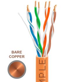 Cat5e 1000ft Riser Ethernet Cable Orange | Solid Bare Copper | CMR, 24AWG