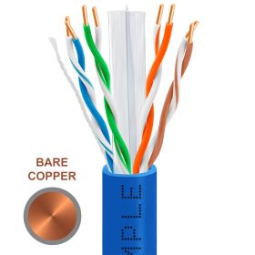 Cat6 1000ft Riser Ethernet Cable Blue | Bare Copper | CMR, UTP, 23AWG