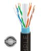 Cat6 1000ft Outdoor Ethernet Cable Black | Bare Copper | Direct Burial | CMX