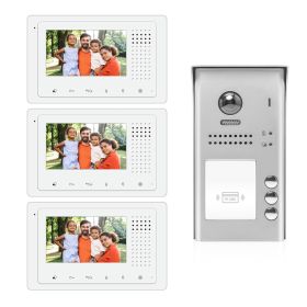 Intercom System for Apartment | 3 Apartment Video Doorbell | 2 Wire Buzzer System, 3 Monitors 4.3" - DK43331S/ID