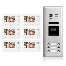 Intercom System for Apartment | 6 Apartment Video Doorbell | 2 Wire Buzzer System, 6 Monitors 4.3" - DK43361S/ID