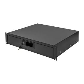 Cmple – 2U Rack Mount Drawer - 14" Deep Steel Storage Rack Drawer for 19" AV / Server / Network Equipment Rack or Cabinet, Lockable – Black
