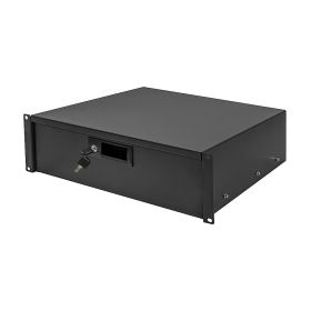 Cmple – 3U Rack Mount Drawer - 14" Deep Steel Storage Rack Drawer for 19" AV / Server / Network Equipment Rack or Cabinet, Lockable – Black