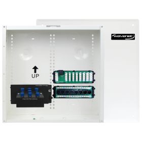 Wavenet – 14” Structured Wiring Enclosure Combo Kit with Three Modules: 8‐Port Cat6 Data, 8-Port Voice Module & 6‐port 2 GHz Video Splitter