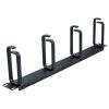 Wavenet – 1U 19" Cable Management Panel, 4 D-Ring Cable Manager Organizer for Bracket, Cabinet, or Rack Mountable, Steel – Black