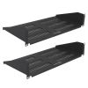 Wavenet – 19" Wide 2U Rack Mount Vented Shelf, Weight Capacity 50lbs, 10" Deep Tray, Steel, Black – Pack of 2