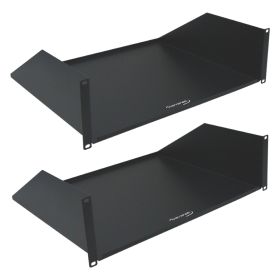 Wavenet – 19" Wide 3U Cantilever Rack Mount Shelf, Weight Capacity 50lb, 15" Deep Tray, Heavy Duty Steel, Black – Pack of 2