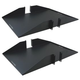 Wavenet – 19" Wide Double‐Sided 2U Cantilever Shelf, Rack Mount, Weight Capacity 50lb, 25" Deep Tray, Heavy Duty Steel, Black – Pack of 2