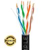 1000ft Cat5e Plenum Ethernet Cable Black | Bare Copper | CMP, UTP, 23AWG