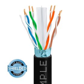 1000ft Cat 6 Riser Ethernet Cable Black | Shielded | CMR, FTP, 23AWG
