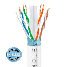 1000ft Cat 6 Riser Ethernet Cable White | Shielded | CMR, FTP, 23AWG
