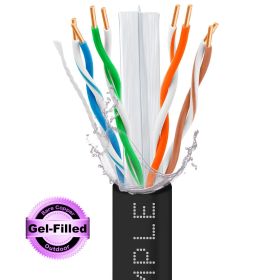 Cat6 1000ft Outdoor Ethernet Cable Black | Gel Filled | Direct Burial | CMX