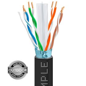 Cat6 1000ft Outdoor Ethernet Cable Black | Shielded | Direct Burial | CMX