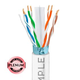 1000ft Cat6 Shielded Plenum Ethernet Cable White | Bare Copper | CMP, FTP, ETL
