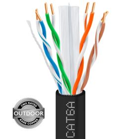 Cat 6A Outdoor Ethernet Cable 1000ft Black | CMX | UTP | UV Rated