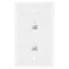 Wall Plate Jacks 6P6C Double White