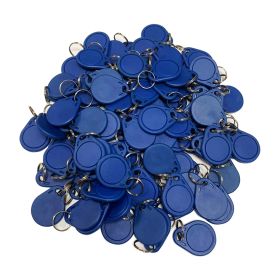 Pack of 100 RFID Key Fobs – HL-3 125 kHz Proximity ID Card Token Tags Keyfobs for Door Entry Access Control System, Read-Only Blue