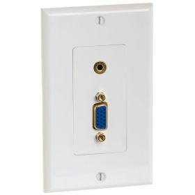Wall Plate With VGA 15-Pin Jack And 1/8” Stereo Audio Jack