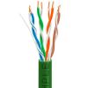Cat5e 1000ft Riser Ethernet Cable Green | Solid Bare Copper | CMR, 24AWG