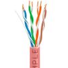 Cat5e 1000ft Riser Ethernet Cable Pink| Solid Bare Copper | CMR, 24AWG