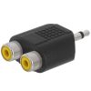 3.5mm Mono Plug to 2xRCA Jack Adapter - Straight