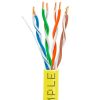 1000ft Cat5e Plenum Ethernet Cable Yellow | Bare Copper | CMP, UTP, 23AWG
