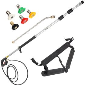 VEVOR Telescoping Pressure Washer Wand, 18ft Length Adjustable Power Washer Extension Wand, 4000PSI 9GPM Power Cleaning Tools w/ Strap Belt