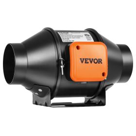 VEVOR Inline Duct Fan, 4-Inch 205 CFM Quiet EC-motor Ventilation Exhaust Fan, with Temperature Humidity Controller for Cooling Booster, Grow Tent
