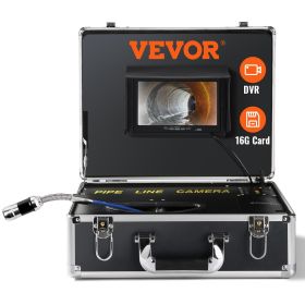 VEVOR Sewer Camera, 7" Screen Pipeline Inspection Camera with DVR Function, 66 ft/20 m Waterproof IP68 Camera, 12 pcs Adjustable LED