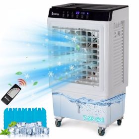 ZOKOP-3 in 1 Portable Evaporative Cooler,Indoor,Outdoor,2353CFM Personal Air Cooler with remote ,7.93 Gal Large Water Tank & Scroll Casters