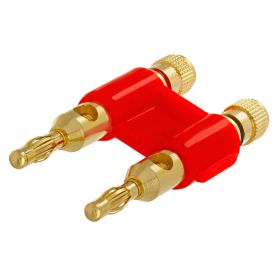 Dual Speaker Banana Plugs, 24K Gold Plated, Open Screw Type, Audio Plug for Amplifiers, Speakers (Option: Red)
