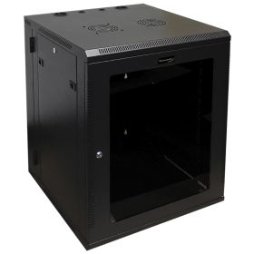 Wavenet (Option: 15U Server Wall Mount Cabinet, 24inch Depth, SwingOut Network Enclosure with Locking Tempered Glass Door  Black)
