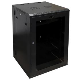 Wavenet (Option: 18U Server Wall Mount Cabinet, 24inch Depth, SwingOut Double Section Network Enclosure with Locking Tempered Glass Door  Black)