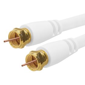 Cmple Digital Coaxial Cable F (Option: Type Male RG6 Coax Digital Audio Video with F Connector Pin Satellite Cord  100 Feet White)