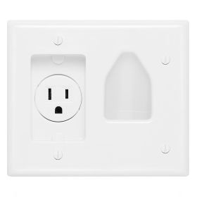 DataComm 45 (Option: 21WH Recessed LowVoltage Cable Wall Plate With Recessed AC Power  White)