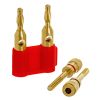 Dual Speaker Banana Plugs, 24K Gold Plated, Open Screw Type, Audio Plug for Amplifiers, Speakers