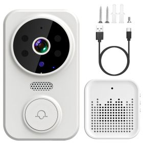 WiFi Security Doorbell Camera with Volume Adjustable Wireless Chime 1080P Camera Night Vision 2-Way Audio Free Cloud Storage (Option: White)